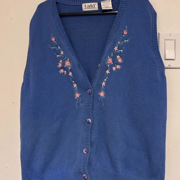 Floral Embroidered Women's Cardigan - Blue/Purple - Picture 2 of 6